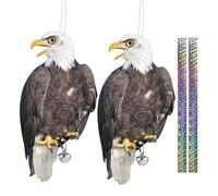 Piatto Finto Falco Scaccia Piccioni, 2Pezzi Dissuasori per Piccioni, Picchi Dissuasore per Uccelli, Spaventa Piccioni con Nastro Riflettente, Piccioni Dissuasori Balcone Lontano Giardino Piscina Patio