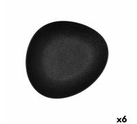 Piatto Fondo Bidasoa Fosil Nero Ceramica Ovale 22 x 19,6 x 4,5 cm [6 Unità]