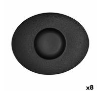 Piatto Fondo Bidasoa Fosil Nero Ceramica Ovale 27,3 x 22,2 x 5,7 cm [8 Unità]