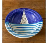Piatto Fondo in Ceramica Artigianale Ø 28 cm Stile Vietrese - Dipinto a Mano- Piatto da Portata, Servizio da Tavola -Vietri-Costiera Amalfitana-Caltagirone-Sicilia-0108251304