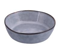 Set 6 Piatto fondo 16x4,5 cm in gres, blu con bordo marrone scuro, The Market