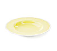Piatto Fondo in Melamina bicolore set da 6 pezzi Linea FLOLA Diametro Ø24x h3 cm realizzati con decoro BPA Free design Romantico floreale Giallo Polvere giallo