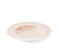 Piatto Fondo in Melamina bicolore set da 6 pezzi Linea FLORA Diametro Ø24x h3 cm realizzati con decoro BPA Free design Romantico floreale Rosa Polvere rosa