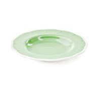 Piatto Fondo in Melamina bicolore set da 6 pezzi Linea FLORA Diametro Ø24x h3 cm realizzati con decoro BPA Free design Romantico floreale verde Polvere verde