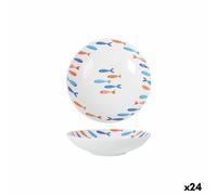 Piatto Fondo La Mediterránea Pesci 21 x 5,3 cm [24 Unità]