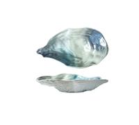 Piatto for ostriche in ceramica da forno, ciotola for snack, ciotola for dessert, piatto for frutta, vassoio for insalata, stoviglie retrò, vassoio for conchiglie di ostriche(10 inch - green)