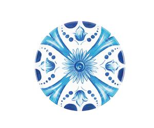 Piatto frutta Dessert in Melamina set da 6 pezzi Linea FLOWER&LEMON Ø20,4 cm realizzati con decoro studiato x la lavastoviglie blu blu