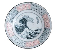 Piatto giapponese Shonzui 11" - Hokusai Great Wave Mt. Fuji - colore o indaco