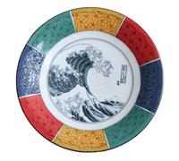 Piatto giapponese Shonzui 11" - Hokusai Great Wave Mt. Fuji - colore o indaco