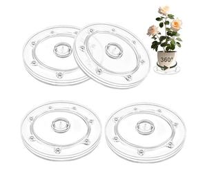 Piatto Girevole, 4 Pezzi Base Girevole da 15 cm Universale Base Girevole per TV Trasparente Base Rotante 360 Gradi con Cuscinetti a Sfera in Acciaio Espositore Girevole per TV Laptop Piante Bonsai