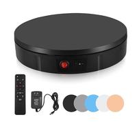 Piatto Girevole Elettrico, 100KG 30CM Base Girevole Elettrica, Direzione a 360° e Velocità Regolabile Espositore Girevole Elettrico con 5 Pannelli di Sfondo e Telecomando per la Fotografia