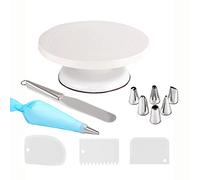 Piatto Girevole per Torte,con spatola torta, beccucci sac a poche, ac a poche silicone, Base Rotante per Decorare Dolci, design della torta nuziale, bianco
