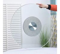 Piatto Girevole Rotondo in Vetro Temperato Lazy Susan da 20 Pollici Vassoio Rotante per Giradischi Vassoio Rotante Trasparente per Impieghi Gravosi, Silver, Ø 70cm/28in