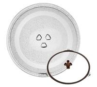 Piatto girevole universale in vetro per microonde, 24,5 cm, resistente al calore, con accoppiatore e anello di supporto a rullo, per microonde di piccole dimensioni, trasparente