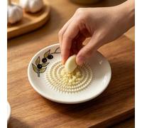 Piatto grattugia in ceramica for zenzero e aglio, piatto multiuso for macinare frutta, verdura, condimenti, strumento for grattugiare da cucina(Beige)