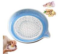 Piatto grattugia in ceramica, grattugia per aglio sfumato, per zenzero, formaggio, cioccolato, frutta, verdura, resistente, non porosa, per cucina (blu)