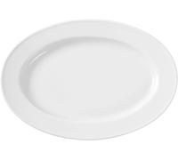 HENDI Piatto ovale, bordi rinforzati, smalto di qualità, resistenza agli impatti e all'usura, adatto al microonde e alla lavastoviglie, 340x240mm, porcellana bianca