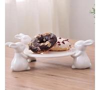 Piatto in ceramica a forma di coniglietto,piatti per dessert,vassoi per alimenti e dessert,grazioso supporto per torte,articoli artigianali da tavola,regalo per matrimonio,festa della mamma,Pasqua