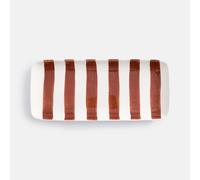 Piatto in ceramica a righe, Jaoma Marrone TU