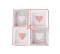 Piatto in ceramica con fiocco a quattro griglie, decorazione per la tavola, quadrato, rosa, western, snack, frutta, colazione, dessert