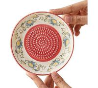 Piatto in ceramica per grattugia, con denti affilati, per zenzero, noce moscata e formaggio, antiscivolo, per alimenti freschi per bambini e cucina casalinga, piattino facile da pulire (12 cm)