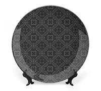 Piatto in ceramica rosso scuro, rose rosse con gocce d'acqua, stampa di bouquet in fiore, decorazione da parete in ceramica per casa, ufficio, festa, cena, tavolo