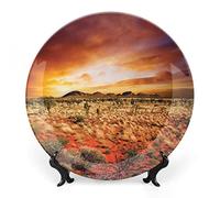 Piatto in ceramica rosso scuro, rose rosse con gocce d'acqua, stampa di bouquet in fiore, decorazione da parete in ceramica per casa, ufficio, festa, cena, tavolo