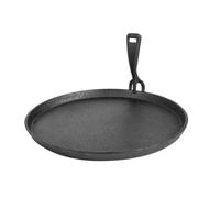 Piatto in ghisa da 26 cm con pinzetta, ideale per cucinare a fuoco lento e mantenere il calore in arrosti e stufati.