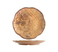 Piatto In Melamina Tondo Decoro Legno Cm25,5 H&H