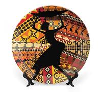 Piatto in porcellana con decoro afro, corpi femminili sexy, design esotico, stampa artistica di donne della savana, piatto in ceramica per decorazioni decorative, 1 piatto e 1 espositore.