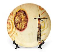 Piatto in porcellana con decoro afro, corpi femminili sexy, design esotico, stampa artistica di donne della savana, piatto in ceramica per decorazioni decorative, 1 piatto e 1 espositore.