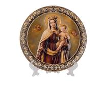 Piatto Madonna del Carmen in Ceramica da Appendere o Mettere in Supporto 20 x 20 cm