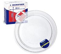 Piatto Microonde Universale Ø 24,5 cm è Realizzato in Vetro Resistente Adatto per LG Piatto Rotante da 245 mm - Kit Comprende un Panno Microfibra - MONTERAL