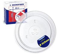 Piatto Microonde Universale Ø 31,5 cm Dispone di 3 Fissaggi Piatto Rotante Ø 315 mm con Codice Originale 49016762 49008503 49010006 per Candy - Kit Comprende un Panno Microfibra - MONTERAL