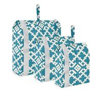 Piatto Modello Geometrico Argyle Teal 3 Set Viaggio Imballaggio Cubi Per Valigie Pieghevole Pieghevole Armadio Organizzatore Sacchetti di Plastica Abbigliamento Stoccaggio