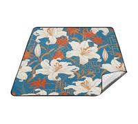 Piatto Modello Geometrico Giglio Colorato Impermeabile Camping Mat Impermeabile Impermeabile Coperta Parco Coperte Impermeabile Pieghevole per Outdoorsy Donne Concerto Coperta manta para la playa