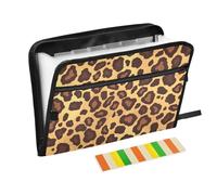 Piatto Motivo Geometrico Leopard Skin Print Oro Marrone Espansione Appeso Cartelle di File 13 Tasche A4 Formato Lettera con Chiusura a Cerniera per Ufficio Carta Organizzatore Cartella carpetas de