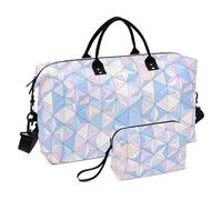 Piatto Motivo Geometrico Monogramma Decorativo Pernottamento Weekender Borse Borsa da Palestra con Cinghia Regolabile per Sport 2 Pz Set Bolsa para en Avion