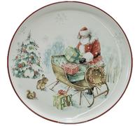 Piatto natalizio in porcellana centro tavola di natale rotondo 30 cm con decoro