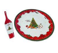 Piatto Natalizio per Dolci Panettone natale Torte con Paletta D 30 in Ceramica a