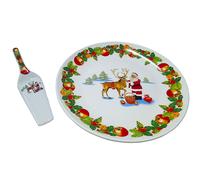 Piatto Natalizio per Dolci Panettone natale Torte con Paletta D 30 in Ceramica r