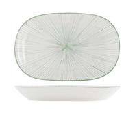 PIATTO OVALE BIANCO VERDE PORCELLANA 20,5x30,5 cm