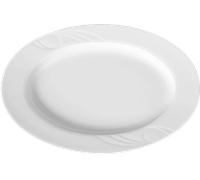 HENDI Piatto ovale, bordi rinforzati, smalto di qualità, resistenza agli impatti e all'usura, adatto al microonde e alla lavastoviglie, 290x200mm, porcellana bianca