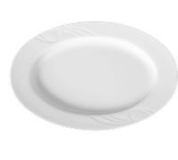 HENDI Piatto ovale, bordi rinforzati, smalto di qualità, resistenza agli impatti e all'usura, adatto al microonde e alla lavastoviglie, 340x235mm, porcellana bianca
