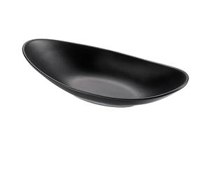 >Piatto ovale nero in melamina 31x16x4 cm Leone