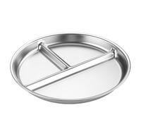 Piatto per Bambini in Acciaio Inox,1 Pezzi Piatto per Bambini, 23CM Piatto Diviso piatto antiscivolo con tre scomparti per pasti sani