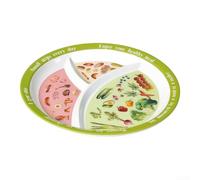 Piatto per mangiare sano 25 cm con grafica alimentare (25 cm) | Tre sezioni divise, guida per il controllo delle porzioni, proteine vegetariane per zone di carboidrati