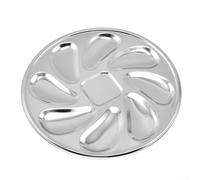 Piatto per ostriche, diametro 23 cm, 8 scomparti, argento | Acciaio resistente alla ruggine, 8 per design a fessura, a forma di conchiglia, facile da pulire, sicuro per