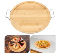 Piatto per pizza in bambù con manico - Vassoio rotondo in legno Piatto da
