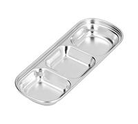 Piatto per Snack Addensato con Piastra Divisa in Acciaio Inossidabile con Scomparto per Campeggio e picnic. Materiale Alimentare 304 (3 Cavità)